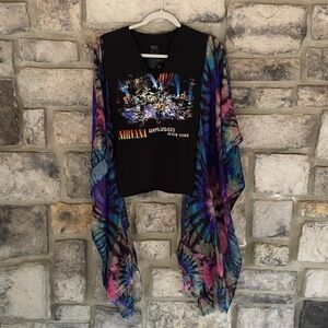 NIRVANA Unplugged Bandcho with Multicolor Tye Dye Sleeves! One of a kind!